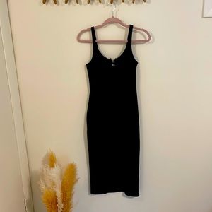 Good American Black Corset Midi Dress- size 2